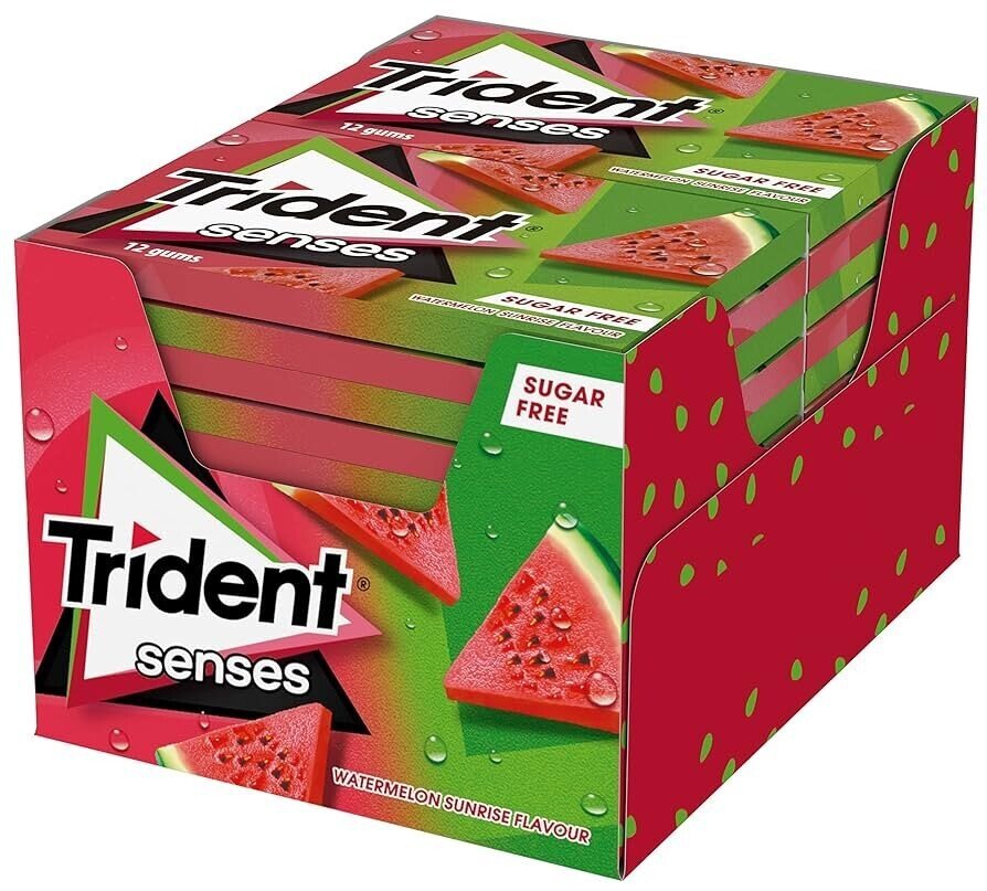 Trident chicles sin azúcar sabor sandía pack 12x23g Golominas
