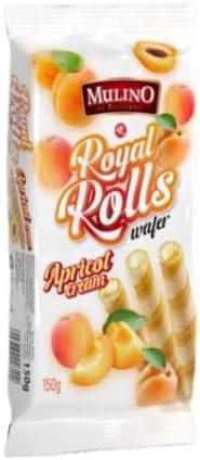 Mulino Royal Rolls Wafer Apricot Cream Pack de 16 | Galletas Wafer Crujientes con Crema de Albaricoque | Snack Dulce para Café y Meriendas|B0H1QYHZDV