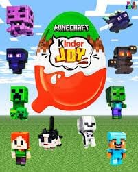 Huevos de Verano Kinder Joy Minecraft 12 Unidades con Crema de Leche y Cacao y 2 Bolas de Chocolate - Incluye Juguetes Sorpresa Dentro