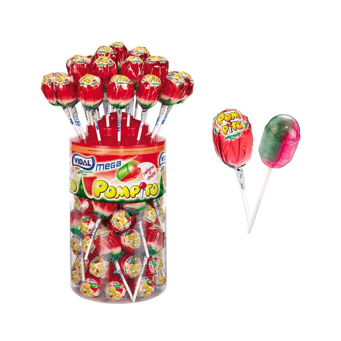 Mega Pompito fresa tarro 1,1kg Vidal gominolas fresa granel Golominas