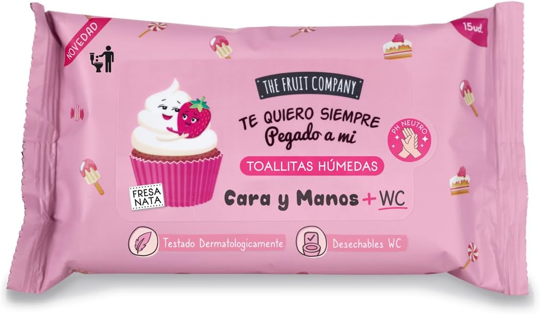 Toallitas Húmedas Fresa Nata Pack 6 x 15 uds – The Fruit Company – imagen 2
