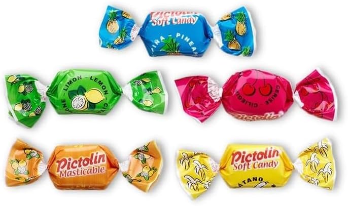 Intervan Pictolin Blanditos 1 kg | Caramelos Masticables de Sabores Frutales Surtidos | Dulces Blandos Envueltos Individualmente y Sin Gluten