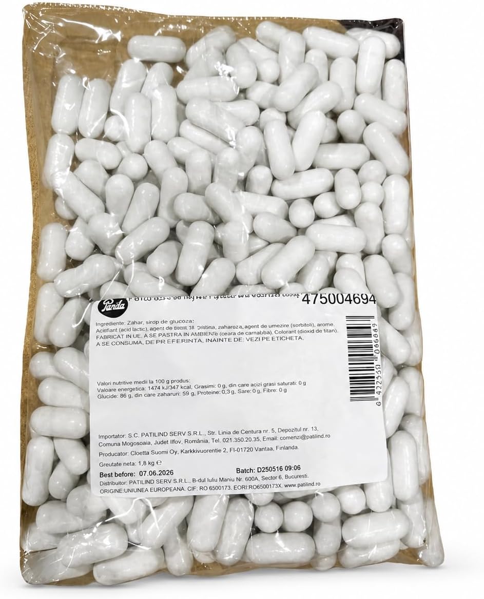 Panda Tizas de Regaliz Rellenas 800 g – Caramelos de Regaliz Blanco con Relleno Dulce | Bolsa Familiar