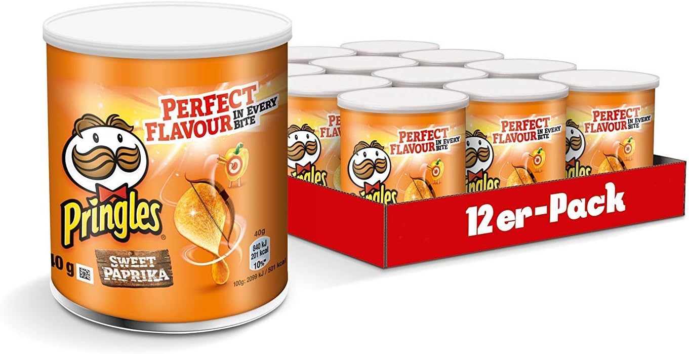 Pringles Paprika crisps 40g pack 12 botes snack salado Golominas