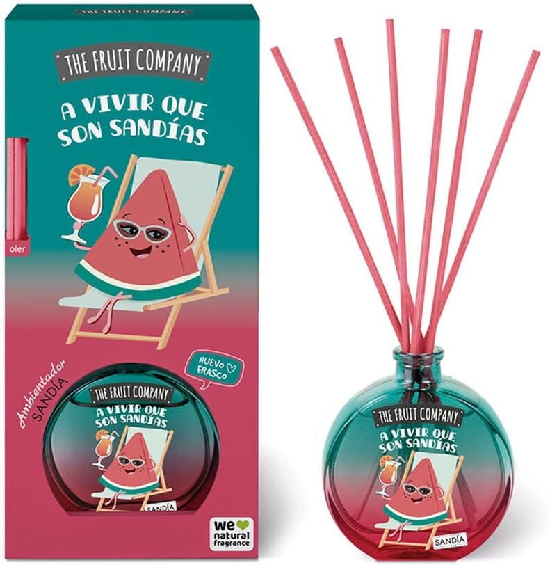 The Fruit Company Mikado Watermelon Air Freshener Pack 4 Units | Sweet and Fresh Aroma Reed Diffuser | Long Lasting Home Air Freshener