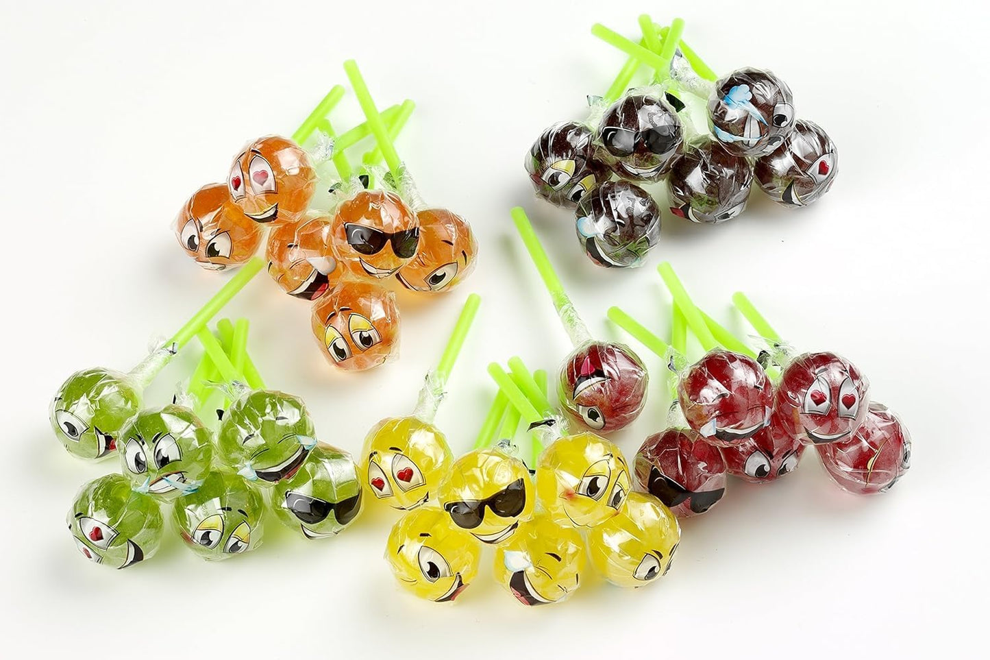 Intervan Space Chupi Mojis Chupas de Sabores Surtidos 100 Unidades | Caramelos con Palo Individuales Sin Gluten para Fiestas, Cumpleaños, Piñatas y Candy Bar