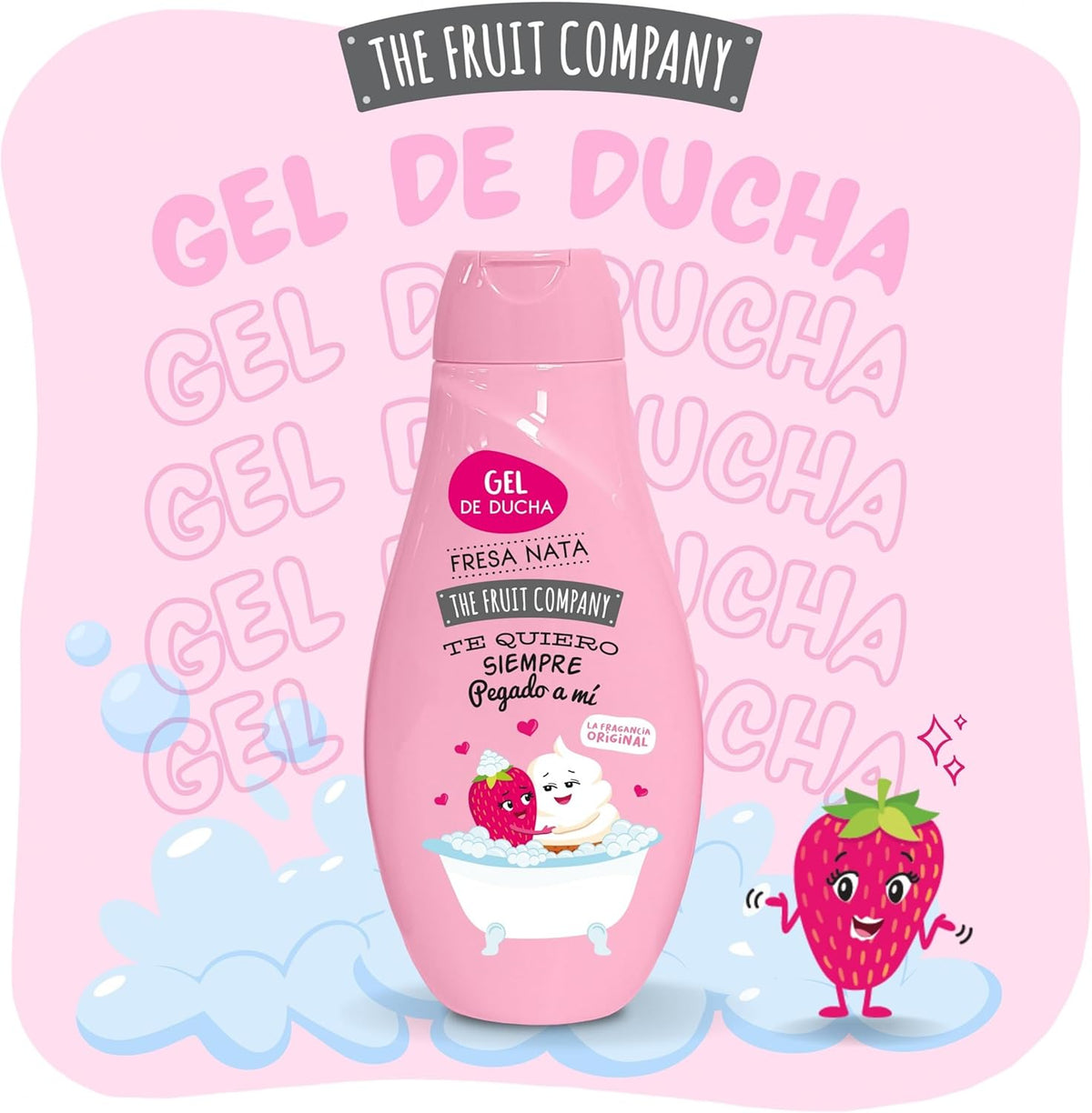The Fruit Company Gel de Ducha Fresa Nata Pack 4 x 600 ml, Aroma Dulce y Cremoso, Fragancia Duradera, Uso Diario, Testad – imagen 4