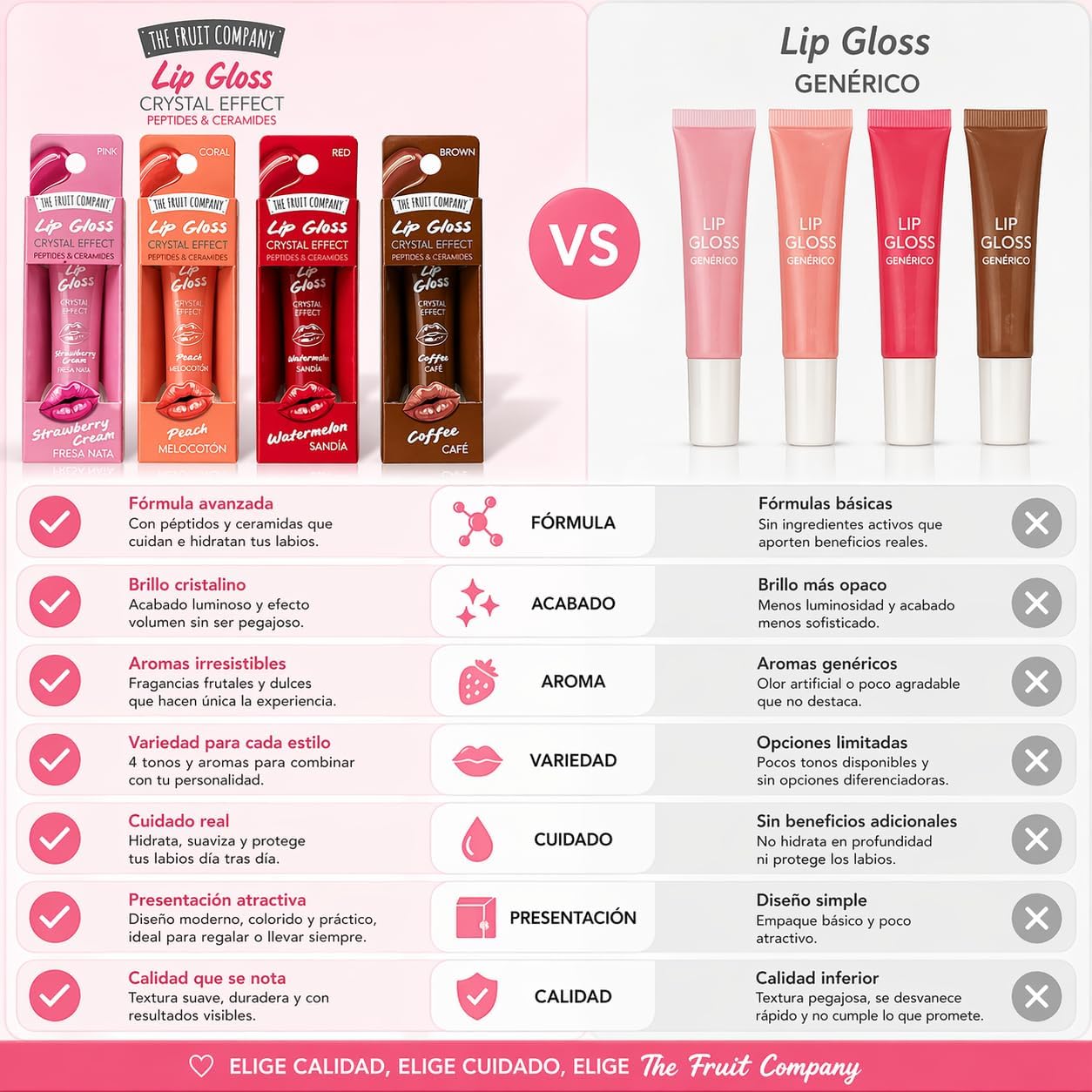 Pack 4 Lip Gloss The Fruit Company Crystal Effect – imagen 3