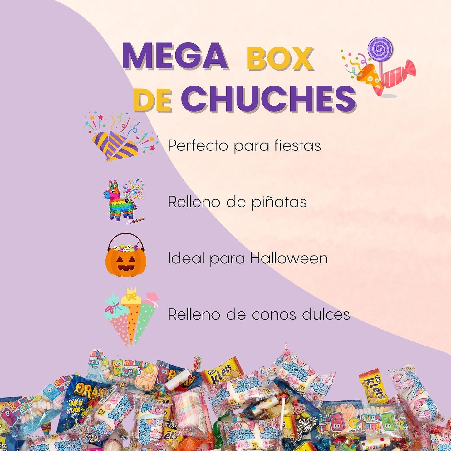 GOLOMINAS COMPANY – 100 Golosinas – Relleno para Piñatas – Con Drakus Pica Pica, Palitos y Relojes – Chuches y Caramelos para Cumpleaños, Fiestas y Bolsas de Regalo
