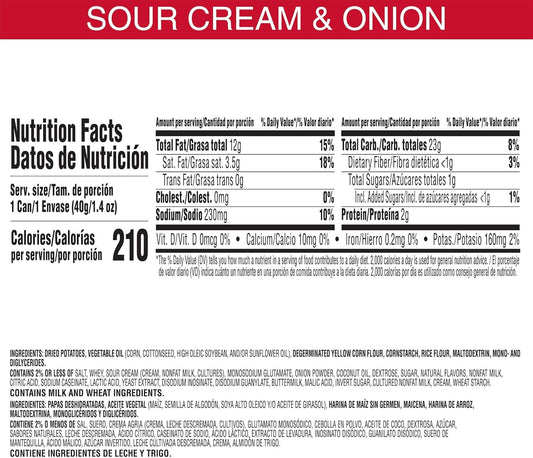Pringles Sour Cream & Onion Small Stacks – Pack 12 botes