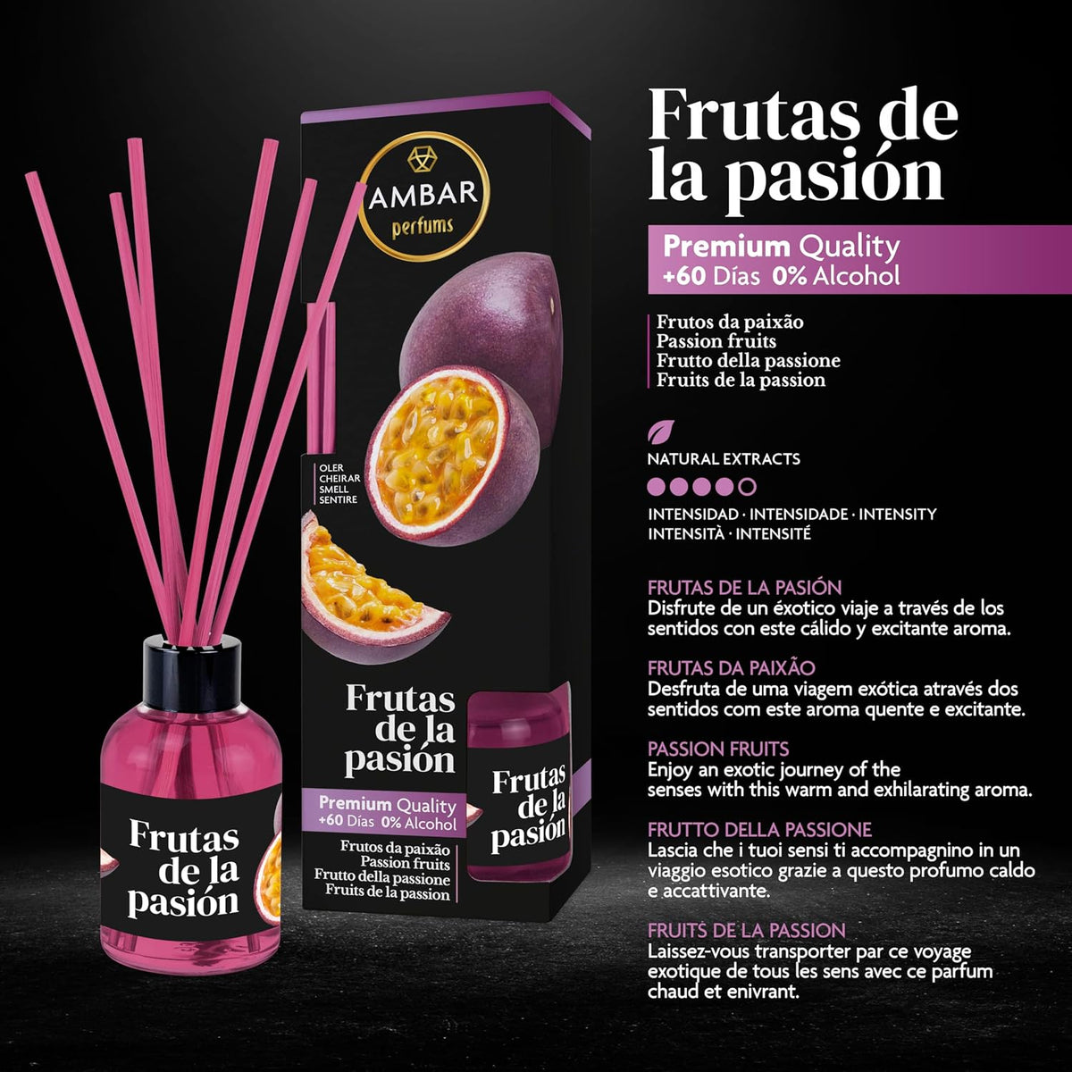 Ambar Perfums Frutas De La Pasión Ambientador Mikado, 50 ml, Pack de 3 – imagen 3
