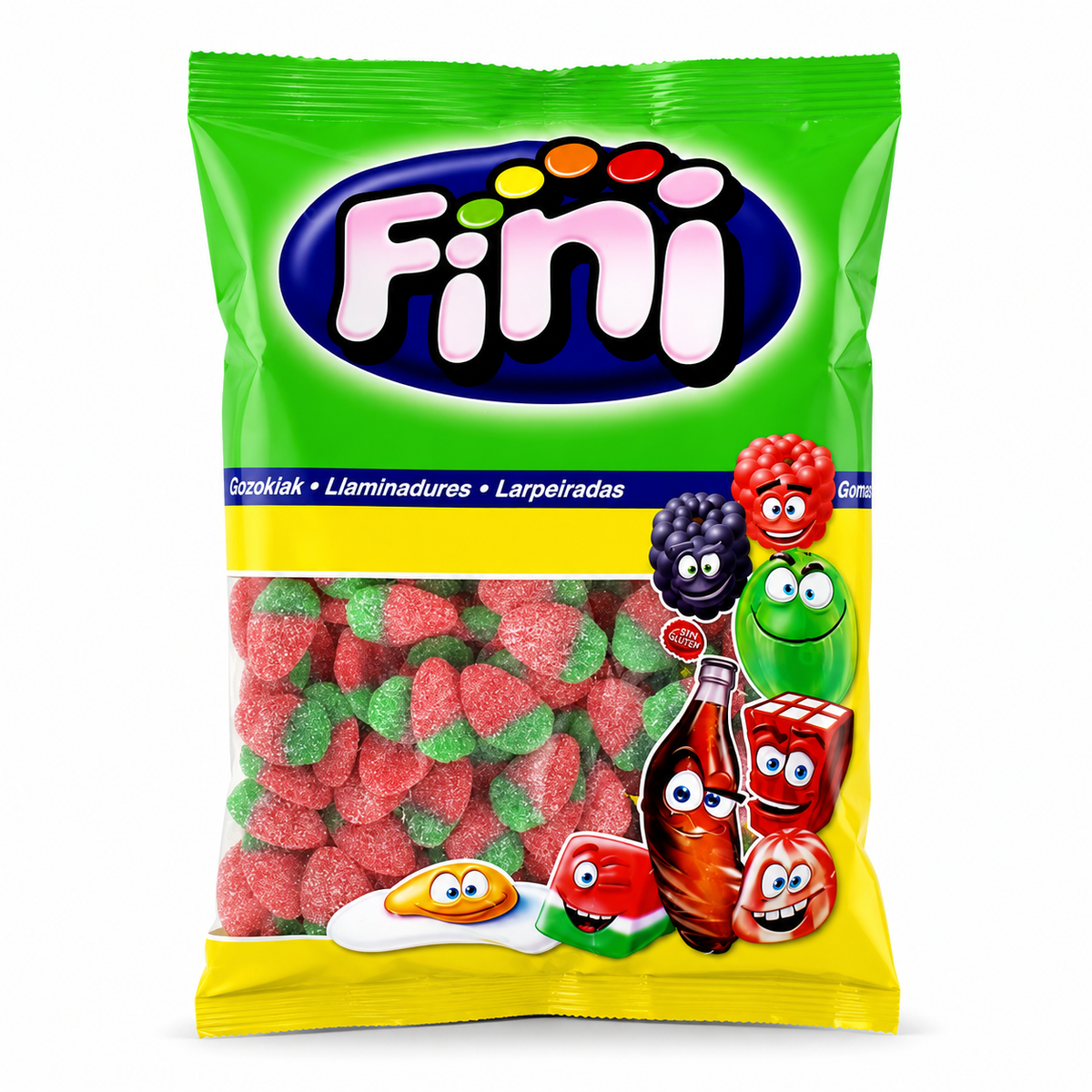 Fini Fresas Pica 250 Unidades | Gominolas Ácidas con Forma de Fresa y Recubrimiento de Azúcar | Chuches para Fiestas y Candy Bar