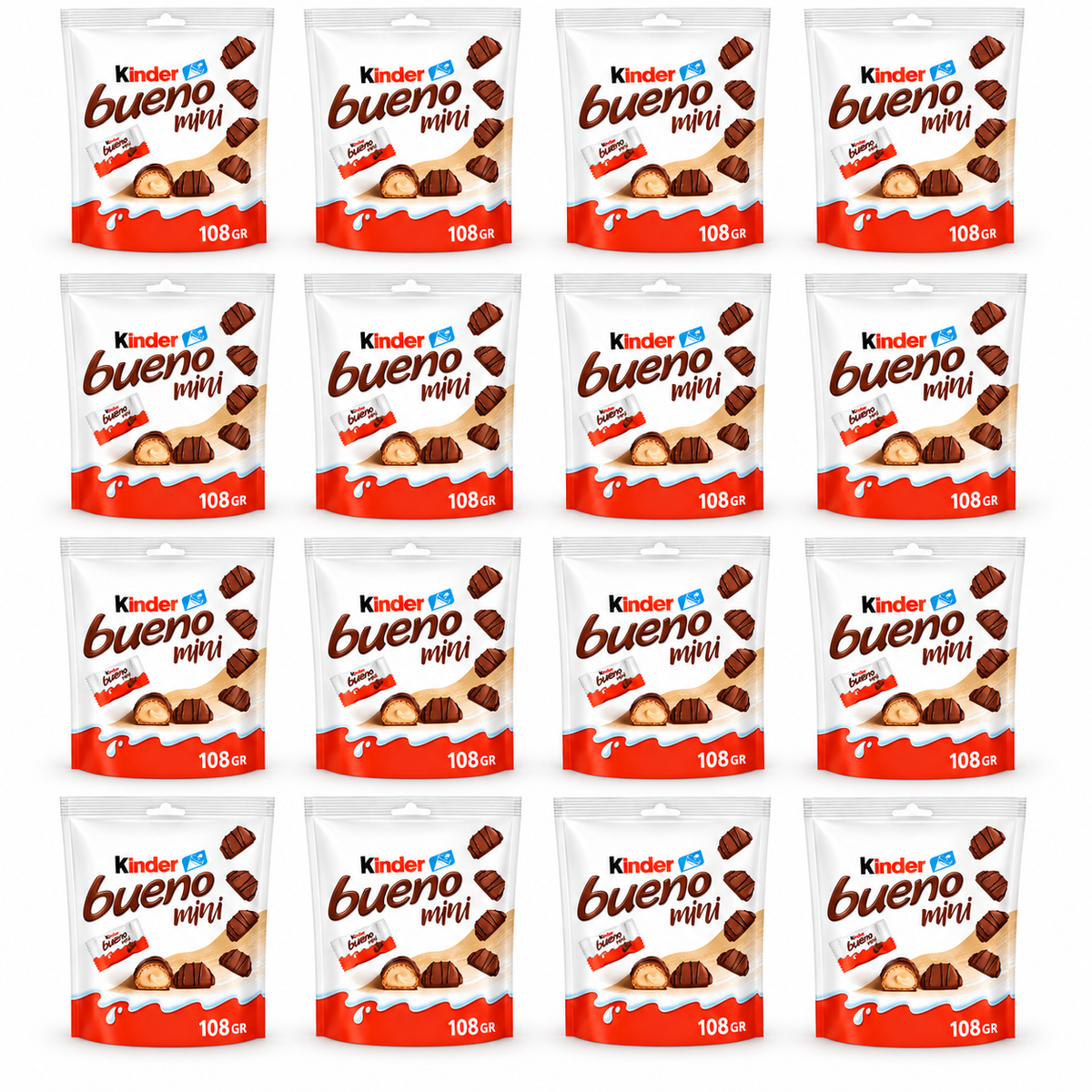Kinder Bueno Mini – Caja de 16 Bolsas, 320 Unidades