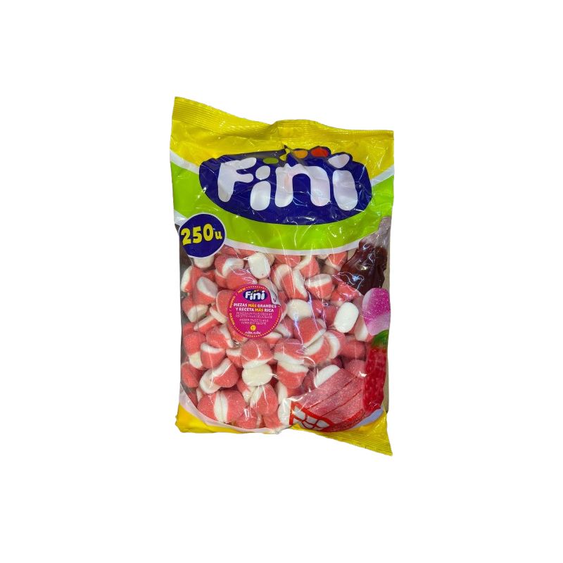 Fini Besos de Fresa 250 Unidades | Gominolas Blandas Rojas y Blancas Sabor Fresa | Bolsa Ahorro para Fiestas y Candy Bar