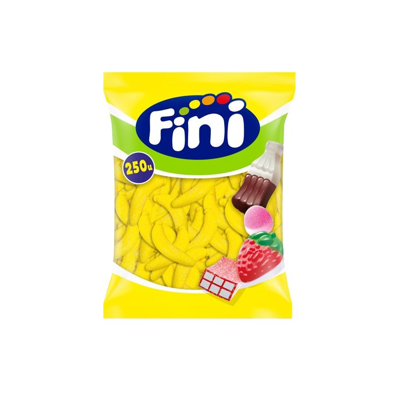 Fini Plátanos 250 Unidades | Gominolas Blandas Sabor Plátano con Azúcar | Bolsa Ahorro para Fiestas, Cumpleaños y Candy Bar