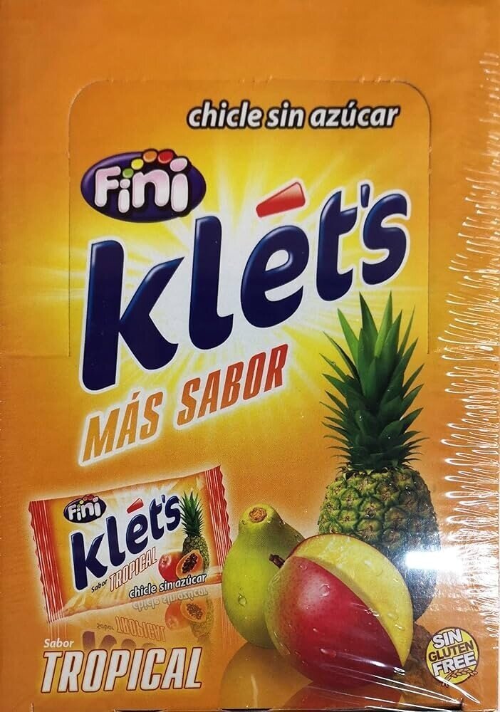 Chicle Klets Tropical sin azúcar 200 unidades granel Golominas