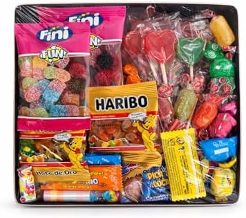Caja regalo dulces variados gomitas paletas caramelos surtido Golominas