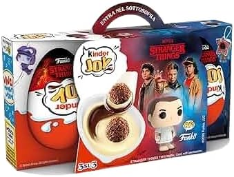 4X Paquete de 3 para Kinder Joy Edición Stranger Things, paquete de 4 con 3 huevos sorpresa cada uno, edición especial de Netflix, 60 g