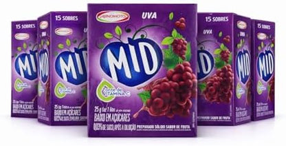 MID bebida en polvo uva pack 5 cajas 15 sobres refresco Golominas