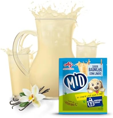 Refresco en Polvo MID Sabor Vainilla con Limón Ajinomoto | Bebida Instantánea con Vitamina C | Pack 5 Cajas (45 Sobres) | Bebida Refrescante para 1 Litro por Sobre|B0GXKXTXHW