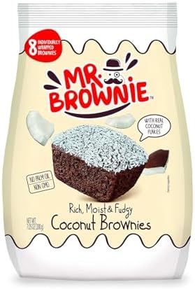 Mr. Brownie Blondies de Coco con Chocolate – Pack de 12 (8 Blondies por Paquete) – Bizcochitos Suaves y Jugosos con Sabor Coco – Snack Dulce Sin Frutos Secos, Ideal para Meriendas y Compartir|B0GTRLVH3W