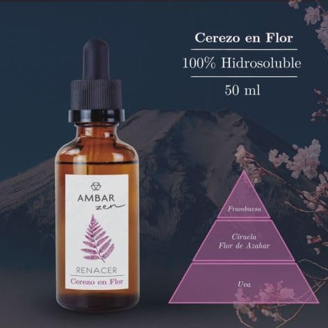 AMBAR ZEN Aceites Esenciales para Humidificador · Pack 4 x 50 ml Cerezo en Flor · Aceite Aromático Natural · Aromaterapia para Difusor, Mikado