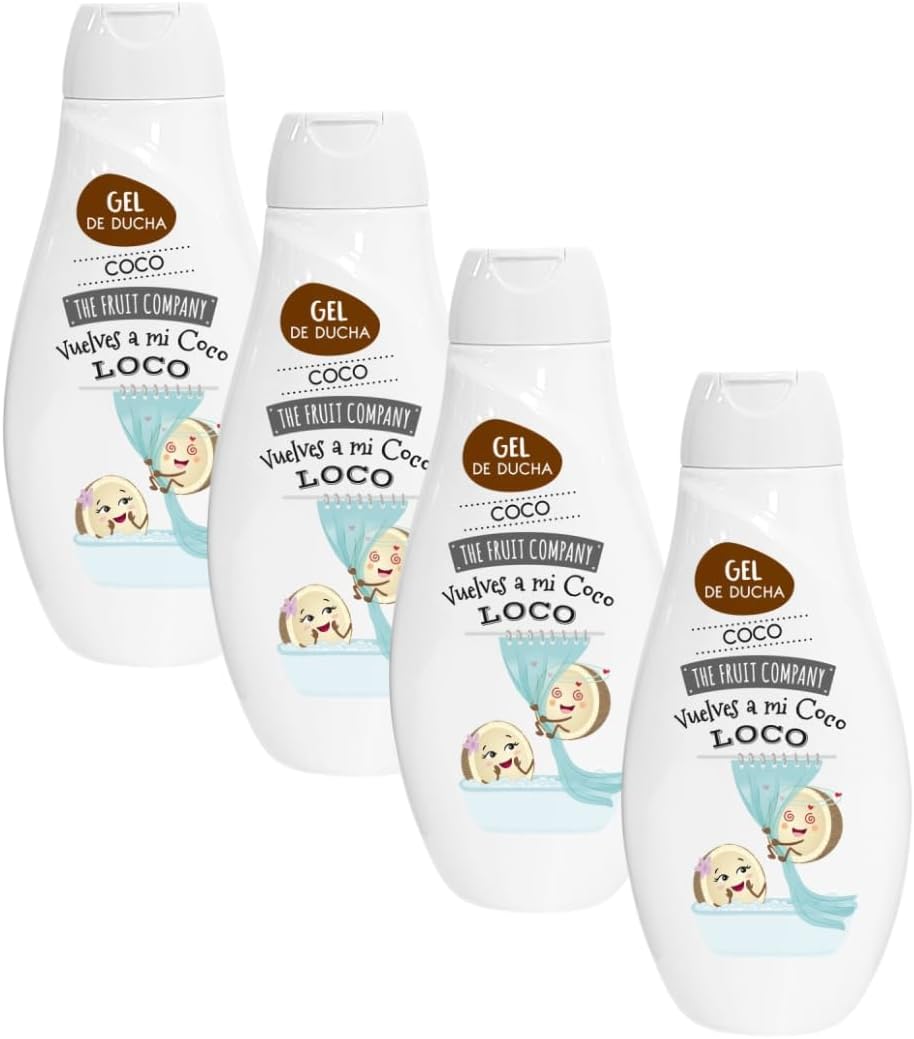 The Fruit Company Gel de Ducha Coco Pack 4 x 600ml – Gel Corporal Hidratante, Fragancia Tropical y Duradera, Sin Paraben