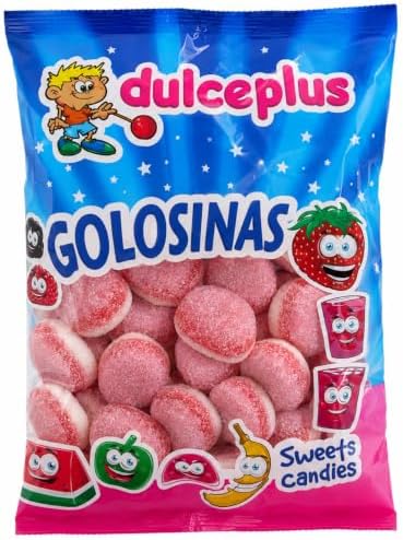 Dulceplus Tartitas de Fresa y Nata – Golosinas Blandas Azucaradas, Chuches Rojas y Blancas para Fiestas, Cumpleaños y Candy Bar, Bolsa Familiar|B0H5T78364