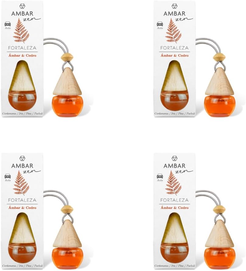 Ambientador de Coche Ámbar Zen - (Ámbar & Cedro)  Pack de 4 Unidades