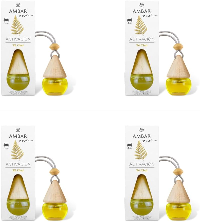 Ambientador de Coche Ámbar Zen - Té Chai | Pack de 4 Unidades