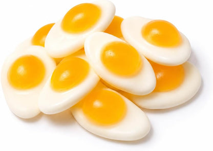 Dulceplus Huevos Fritos de Gominola 1 kg | Chuches de Gelatina Blancas y Amarillas, Sin Gluten y Halal | Golosinas para Cumpleaños, Piñatas, Candy Bar y Fiestas