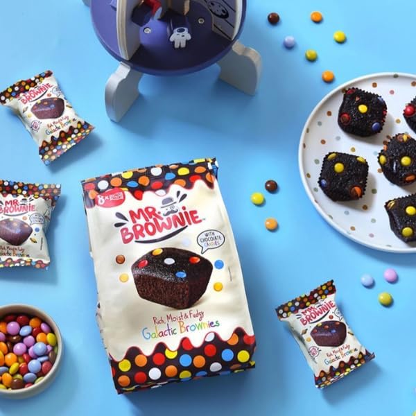 Mr. Brownie Galactic Brownies con Lacasitos – Pack de 12 Bolsas (8 Brownies por Bolsa, 96 Unidades) – Suaves y Jugosos – Snack Dulce Ideal para Meriendas, Fiestas y Pack Ahorro Familiar|B0GTR9KSDL