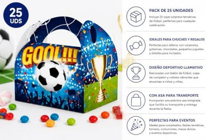 Golominas company Caja Sorpresa Fútbol GOOOL – Pack de 25 Unidades para Cumpleaños, Fiestas Infantiles y Eventos Deportivos|B0H5CRS1VX