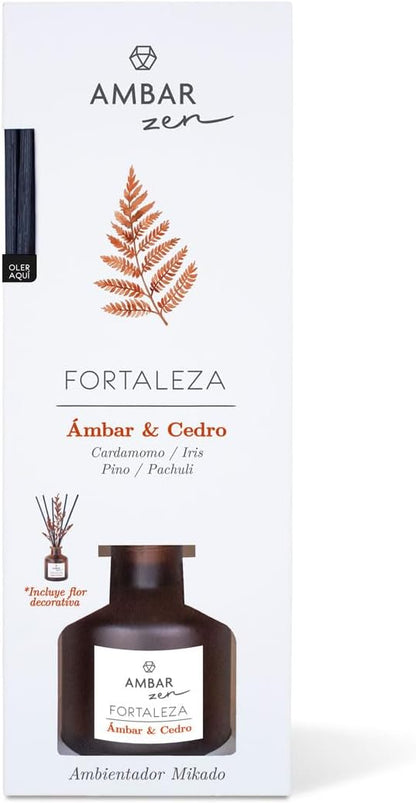 Pack de Aromatización Ámbar y Cedro - Spray 225ml x2,Esencia Humidificador 50ml y Mikado 40ml | Fragancia Cardamomo para el Hogar Aromaterapia