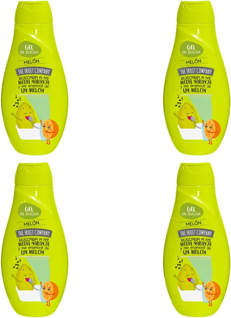 Gel de Ducha Melón Pack 4 x 600 ml – The Fruit Company | Aroma Frutal Tropical, Fresco y Dulce, Uso Diario, Testado Dermatológicamente