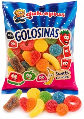 Dulceplus Surtido de Golosinas Azucaradas – Chuches Blandas Variadas con Formas de Frutas, Aros, Corazones y Botellas, Bolsa Familiar para Fiestas, Cumpleaños y Candy Bar|B0H5TGVS2Q