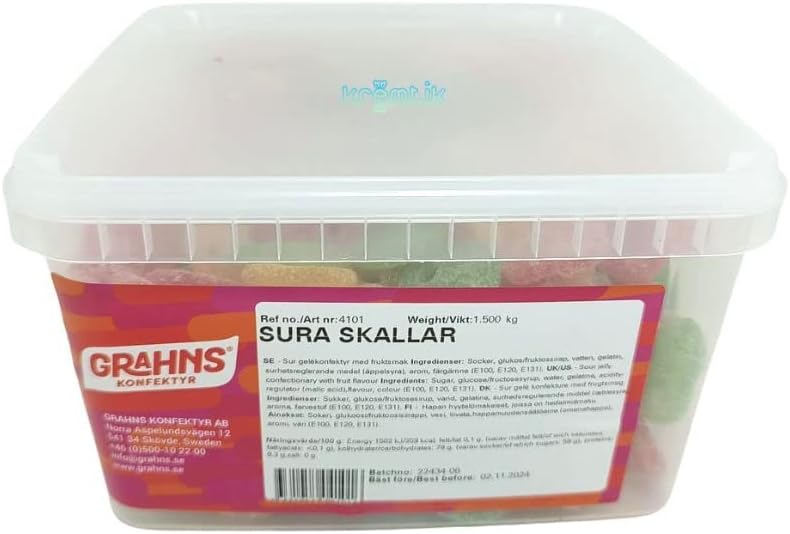 Calaveras Colores Super Ácidas (1,5KG) | Contiene 290 Unidades