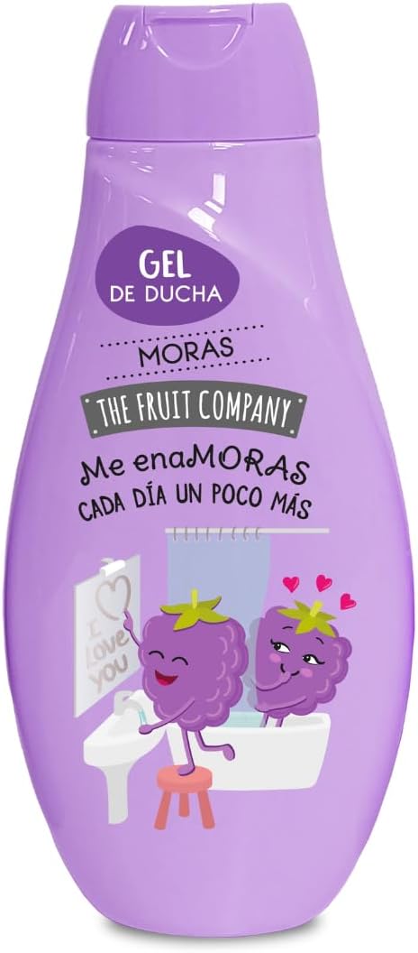 The Fruit Company Gel de Ducha Moras Pack 4 x 600 ml con Aroma Dulce de Frutos Rojos, Fragancia Duradera, Uso Diario, Testado Dermatológicamente