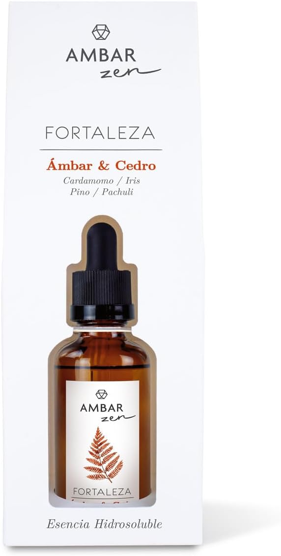 Ambar zen Esencia Hidrosoluble Ámbar y Cedro – Aromaterapia para Difusores y Humidificadores,50ml x 4 Unidades