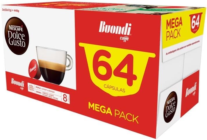 Nescafe Dolce Gusto - Cápsulas de café Espresso Buondi | 64 cápsulas de café