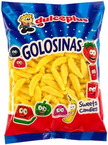 Dulceplus Plátanos Amarillos Azucarados – Golosinas Blandas con Sabor Plátano, Chuches de Fruta para Fiestas, Cumpleaños y Candy Bar, Bolsa Familiar de Gominolas|B0H5TMSMH4