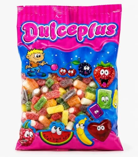 Dulceplus Mini Rellenitos Pica 1 Kg – Gominolas Ácidas de Frutas Surtidas con Centro Cremoso, Chuches Blandas Recubiertas de Azúcar, Golosinas para Fiestas, Cumpleaños y Candy Bar|B0H5TDYT4J