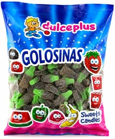 Dulceplus Botellas Cola Verde Pica 1 Kg – Gominolas Sabor Cola con Toque Ácido, Chuches Blandas Recubiertas de Azúcar, Golosinas para Mesas Dulces, Cumpleaños, Fiestas y Celebraciones|B0H5TR5ZT3