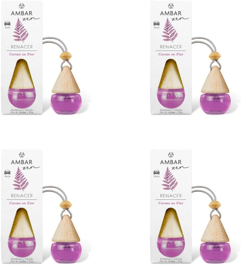 Ambientador de Coche Ámbar Zen - Cerezo en Flor  Pack de 4 Unidades