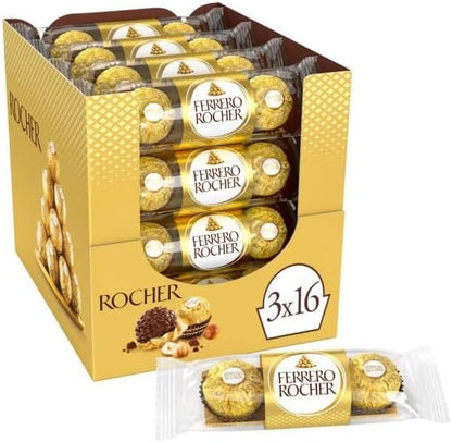 Ferrero Rocher T3 pack 16 estuches 48 bombones chocolate avellana Golominas