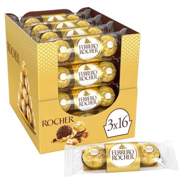 Ferrero Rocher T3 – Pack de 16 Estuches (48 Bombones)