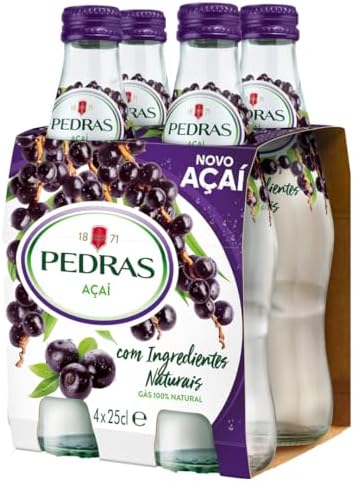 Agua con gas Pedras sabor açaí pack 4x25cl sin azúcar Portugal Golominas