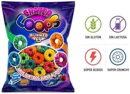 Burmar Crater Loops Super Ácidos Aros de Gominola 1 kg | Extra Ácidos, Cobertura Crunchy, Sabores Frutales, Sin Gluten y Sin Lactosa, Ideales para Fiestas|B0H637N3XH