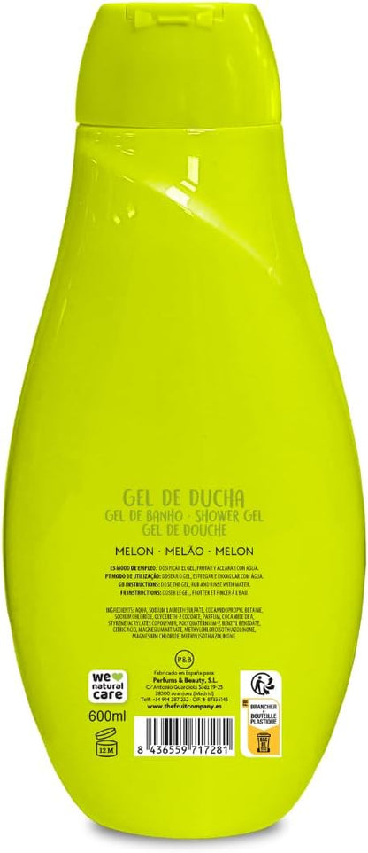 Gel de Ducha Melón Pack 4 x 600 ml – The Fruit Company | Aroma Frutal Tropical, Fresco y Dulce, Uso Diario, Testado Dermatológicamente