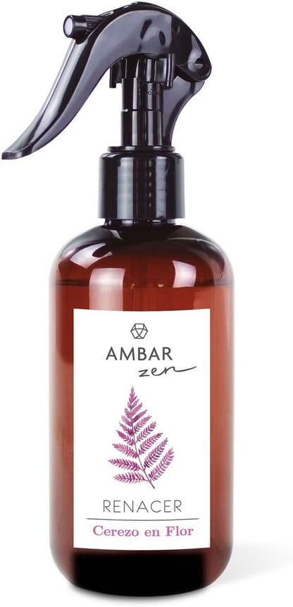 Pack de Aromatización Cerezo en flor Frambuesa, Ciruela, Flor de Azahar y Uva- Spray 225ml,Esencia Humidificador 50ml y Mikado 40ml +vela aromatica Fragancia para el Hogar Aromaterapia